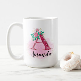 Personalisierter Schlamm, Glitzer A Monogramm, ind Kaffeetasse