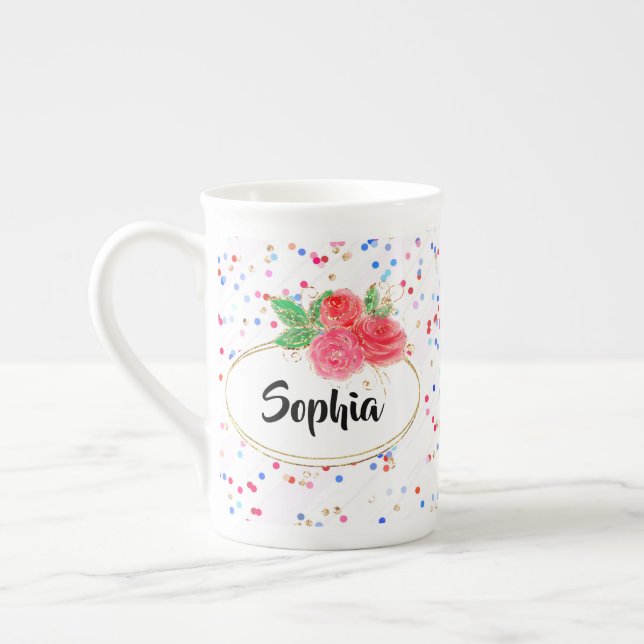 Personalisierter Schlamm, Glitzer Blume Becher, in Prozellantasse (Links)