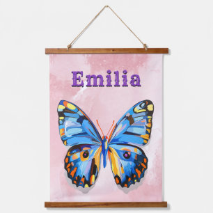 Personalisierter Schmetterling-Individuelle Name P Wandteppich Mit Holzrahmen