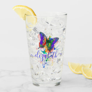 Personalisierter Schmetterling-Splatter Glas
