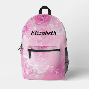 Personalisierter Schmetterling und Rose Bedruckter Rucksack
