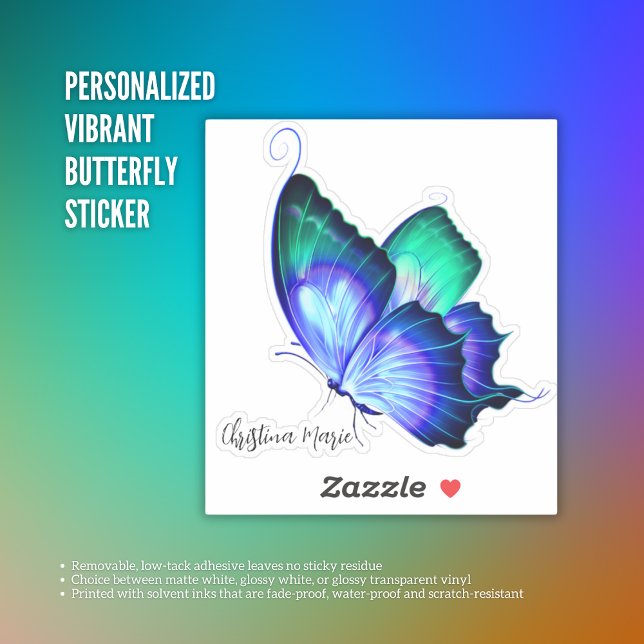 Personalisierter Schmetterlingsaufkleber Aufkleber (Personalized Vibrant Butterfly Sticker)