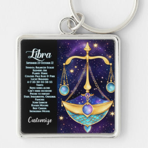 Personalisierter Schmuck Galaxy Sternzeichen Waage Schlüsselanhänger