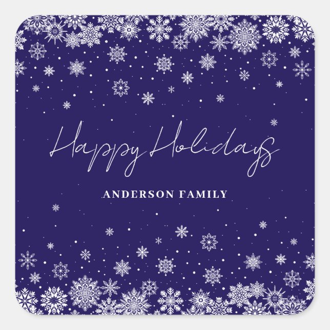 Personalisierter Schneeflocken Blauer Weihnachtsfe Quadratischer Aufkleber (Vorderseite)