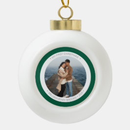 Personalisierter Schneeflocken-Rahmen-Weihnachtssc Keramik Kugel-Ornament