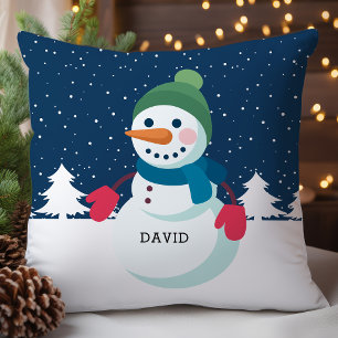Personalisierter Schneemann-Junge Weihnachten Kissen