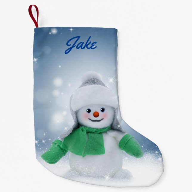 Personalisierter Schneemann Kleiner Weihnachtsstrumpf (Vorderseite)