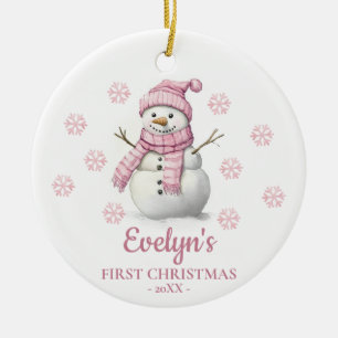 Personalisierter Schneemann Mädchen erstes Weihnac Keramik Ornament