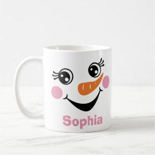 Personalisierter Schneemann Rosa Tasse mit Individ