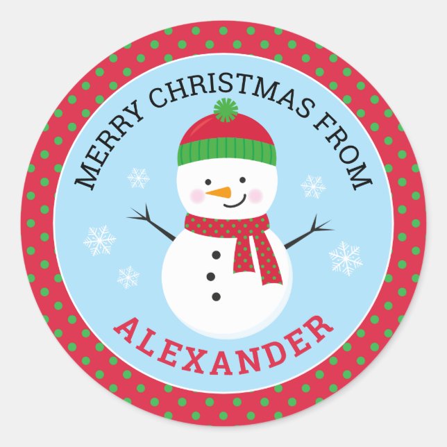 Personalisierter Schneemann-Sticker Runder Aufkleber (Vorderseite)