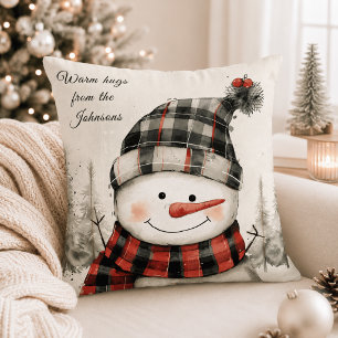 Personalisierter Schneemann-Weihnachten mit Famili Kissen