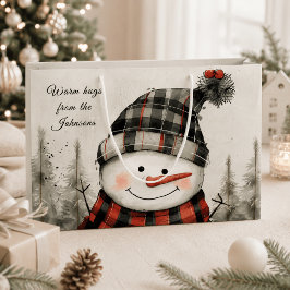 Personalisierter Schneemann Winter-Hug-Familiennam Große Geschenktüte