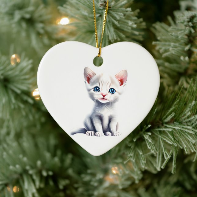 Personalisierter Schneeschuh Kitten Keramik Ornament (Baum)