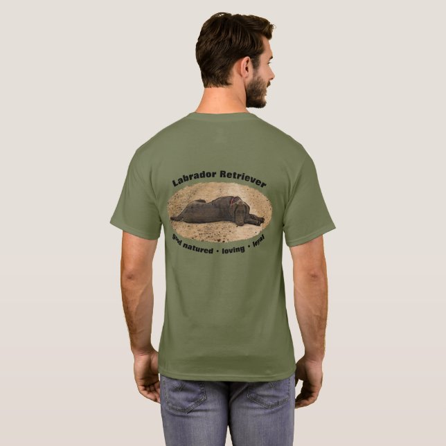 Personalisierter Schokolade-Labrador Welpe auf ein T-Shirt (Schwarz voll)