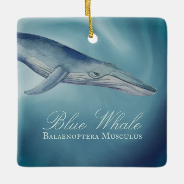 Personalisierter schöner Blauwal Weihnachten Keramikornament (Vorderseite)