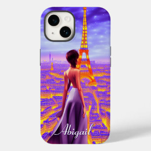 Personalisierter schöner Girl Eiffel Tower Paris Case-Mate iPhone 14 Hülle