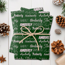 Personalisierter Schriftart "Grüne Namen" Weihnach Geschenkpapier Set