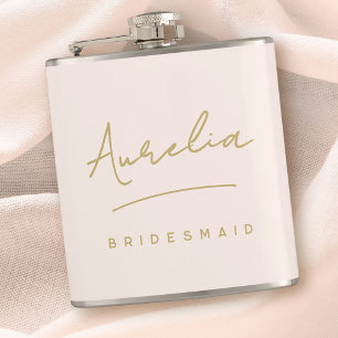 Personalisierter Schriftname Rosa Gold Junggeselli Flachmann