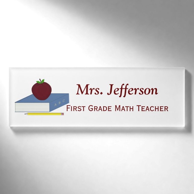 Personalisierter Schulbuch-LehrerNametag Namenschild (Vorderseite)