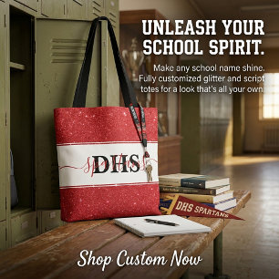Personalisierter Schulfarben-Block und Glitter-Tra Tasche