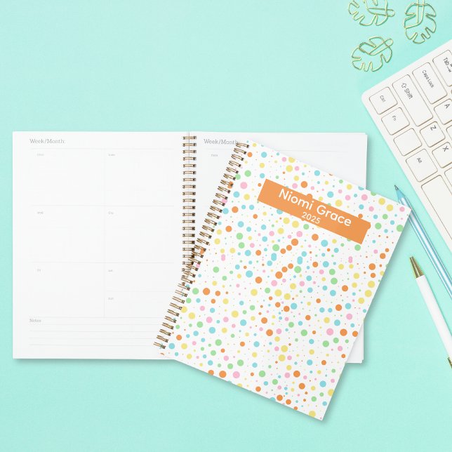 Personalisierter Schulleiter in farbenfrohen Dot P Planer (Bright Colors Confetti Dots Back to School Personalized Planner)