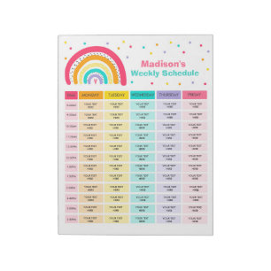 Personalisierter Schulplan für Rainbow School Notizblock