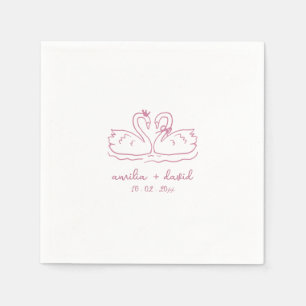 Personalisierter Schwan-Hochzeits-Cocktail Serviette