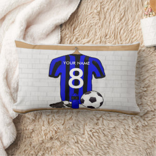 Personalisierter Schwarz-Blau-Fußball-Fußball-Fußb Lendenkissen