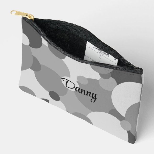 Personalisierter, schwarz-grauer Molekül Toiletten Zubehörtasche (Offen)