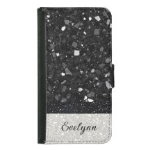 Personalisierter Schwarz-Silber-Glitzer