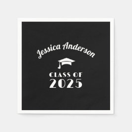 Personalisierter Schwarz-Weiß-Abschluss Serviette