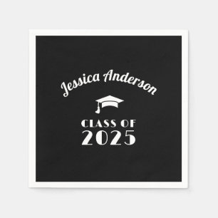 Personalisierter Schwarz-Weiß-Abschluss Serviette
