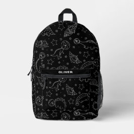 Personalisierter Schwarz-Weiß-Dinosaurier-Platz Bedruckter Rucksack