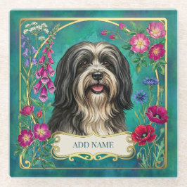 Personalisierter Schwarz-Weiß-Lhasa-Apso-Getränkeu Glasuntersetzer