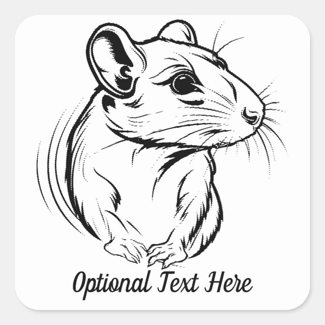 Personalisierter Schwarz-Weiß-Ratten Quadratischer Aufkleber (Vorderseite)