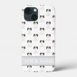 Personalisierter Schwarz-Weiß-Shih-Tzu-Hund Case-Mate iPhone Hülle