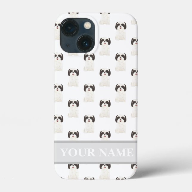 Personalisierter Schwarz-Weiß-Shih-Tzu-Hund Case-Mate iPhone Hülle (Rückseite)