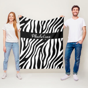 Personalisierter Schwarz-Weiß-Tierdruck Fleecedecke
