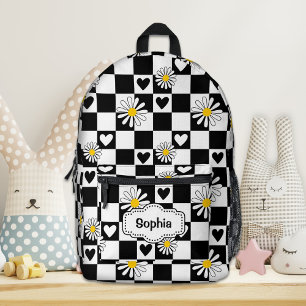 Personalisierter Schwarz-weißer Checker Bedruckter Rucksack