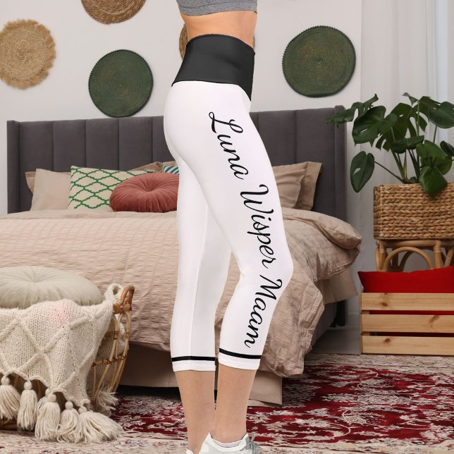 Personalisierter Schwarz-weißer gestreifter Hausti Capri Leggings (Von Creator hochgeladen)