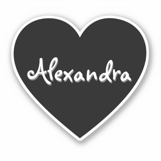Personalisierter Schwarz-weißer Herzname Aufkleber (Vorderseite)
