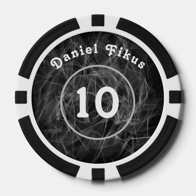 Personalisierter Schwarz-weißer Lucky-Charme Pokerchips (Vorderseite)