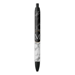 Personalisierter, Schwarz-weißer Marmorstift - kun Kugelschreiber