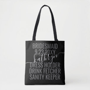 Personalisierter Schwarz-weißer Name Tasche