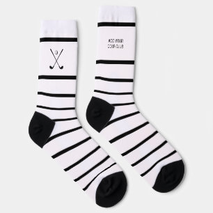 Personalisierter Schwarz-weißer Strip Golf Club Socken