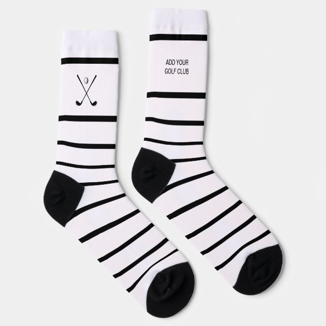 Personalisierter Schwarz-weißer Strip Golf Club Socken (Rechts)