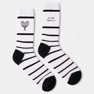 Personalisierter Schwarz-weißer Strip Tennis Racke Socken