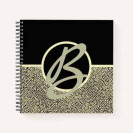 Personalisierter Schwarzcreme-Leopard Notizbuch