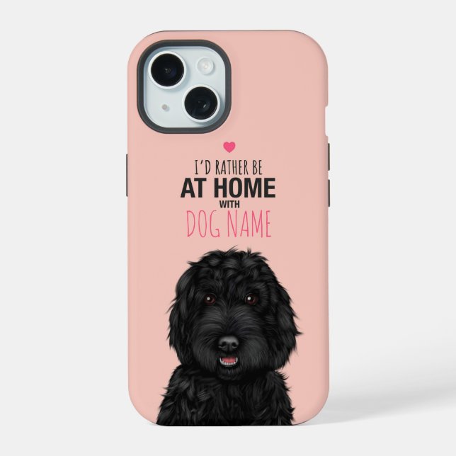 Personalisierter schwarzer Cockapoo iPhone 15 Hülle (Rückseite)