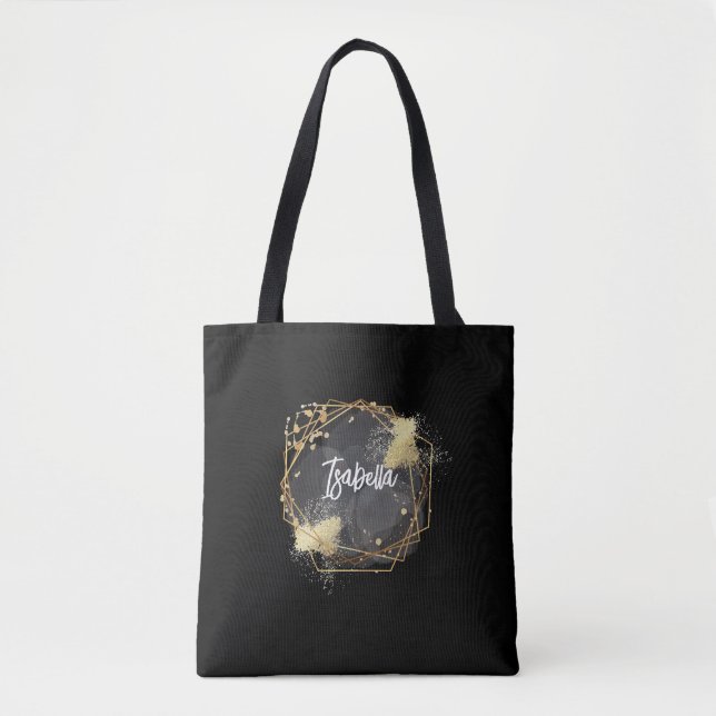 Personalisierter Schwarzer geometrischer Thermotum Tasche (Vorderseite)
